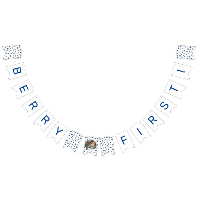 Blåbär 1:a födelsedag Berry 1:a foto Vimplar (Alla)