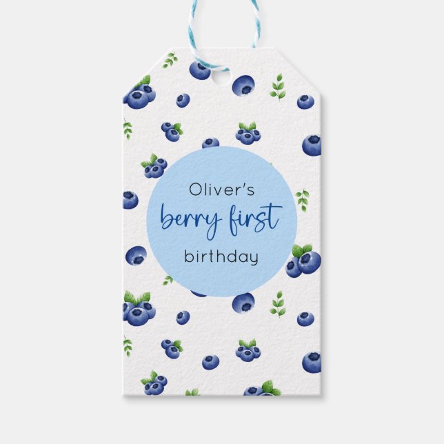 Blåbär 1:a födelsedag Berry Presentetikett (Framsidan)