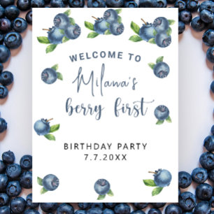 Blåbär 1:a födelsedag Party   Berry First Poster