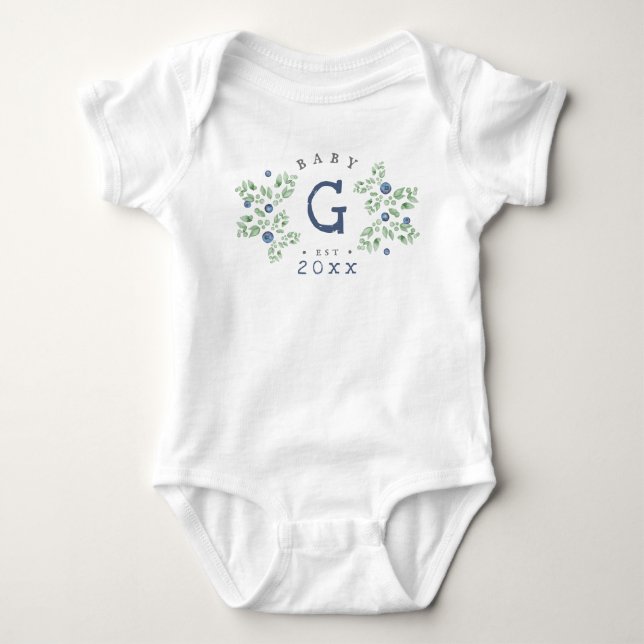 Blåbär Baby Monogram Baby Bodykostymer T Shirt (Framsida)