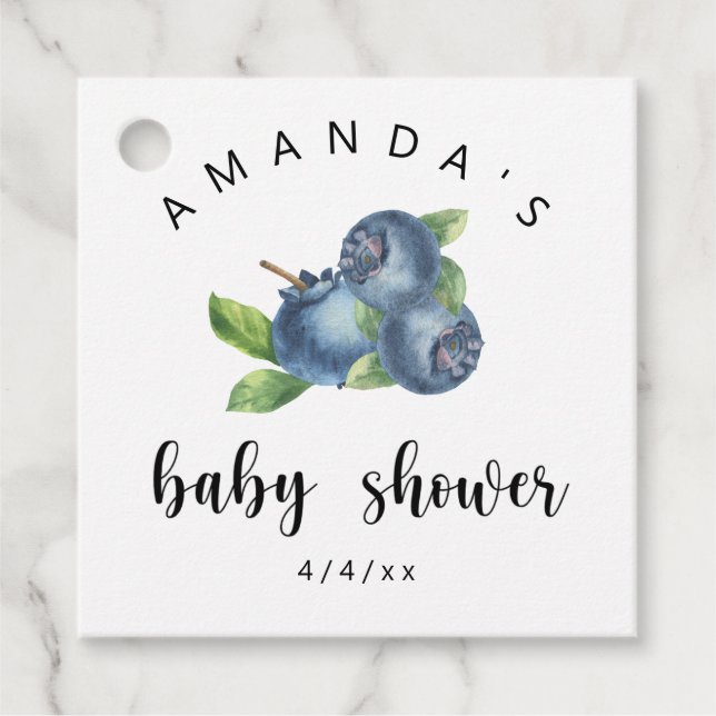 Blåbär - Baby shower Gåvor Etiketter (Framsida)