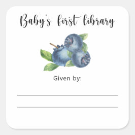 Blåbär - baby's första bibliotek fyrkantigt klistermärke