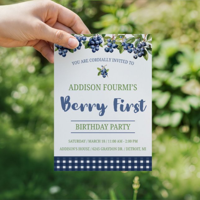 Blåbär, Bär Första Födelsedagsfest Inbjudningar (Skapare uppladdad)