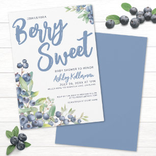Blåbär Bebisens söta baby shower Inbjudningar