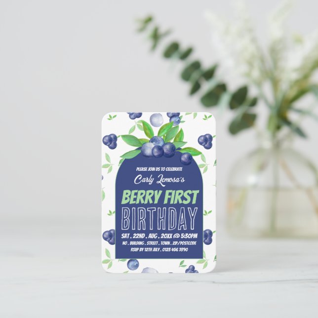 Blåbär, Berry First Birthday Handout Biljett (Stående Fram)