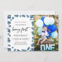 Blåbär Berry Sweet 1:a födelsedagsinbjudan Inbjudningar