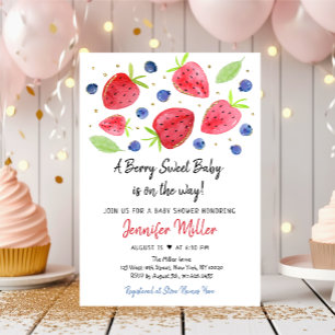 Blåbär Blåbär Berry Sweet Baby Shower Inbjudningar
