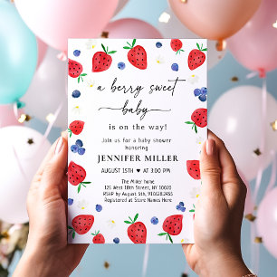 Blåbär Blåbär Berry Sweet Baby Shower Inbjudningar