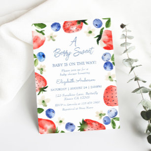 Blåbär Blåbär Berry Sweet Boy Shower Inbjudningar