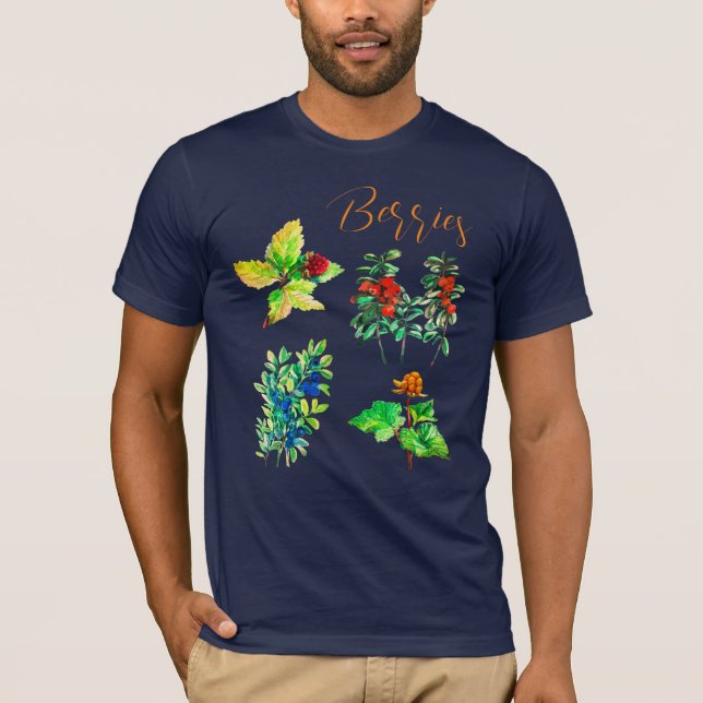Blåbär, blåbär, molnbär, lingonbär t shirt (Framsida)