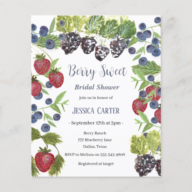 Blåbär Blåbärs Frukt Bröllopsdusch  (Framsida)