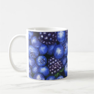 Blåbär Blackbär Vattenfärg Sömlös Patte Kaffemugg