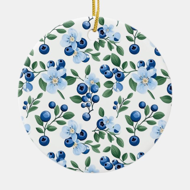 Blåbär, Blommigt Julgransprydnad Keramik (Framsidan)