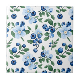 Blåbär, Blommigt Tile Kakelplatta