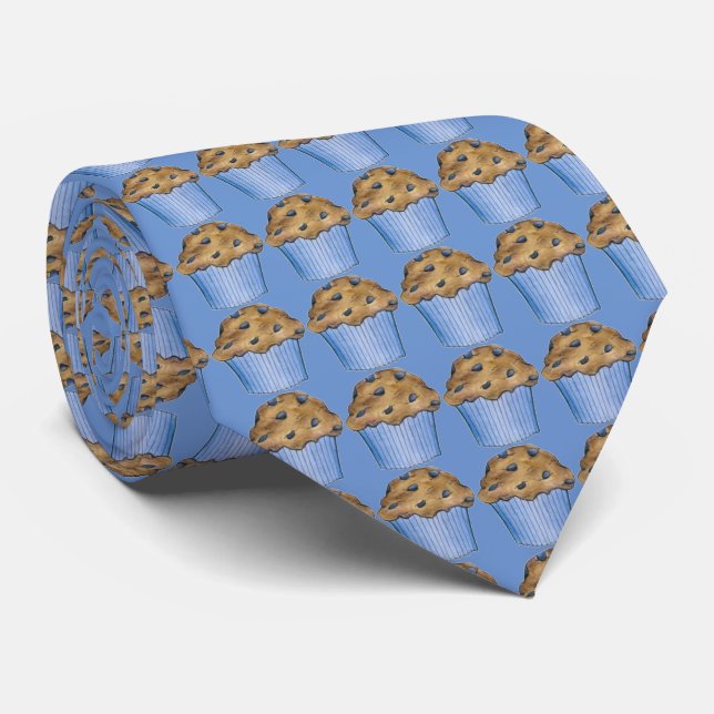 Blåbär Breakfast Muffin Muffins Blue Foodie Tie Slips (Rullad)