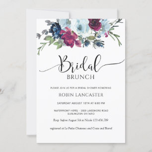 Blåbär, burgundisk Möhippa av Blommigt Brunch/Show Inbjudningar