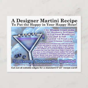 Blåbär Cheesecake Martini Recipe-vykort Vykort