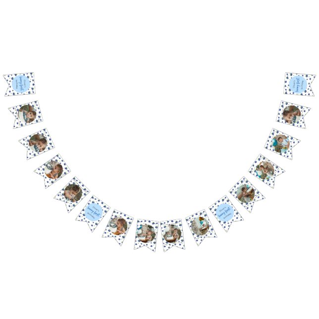 Blåbär födelsedag 12 månader fotomilsten vimplar (Alla)