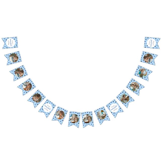 Blåbär födelsedag 12 månader fotomilsten vimplar (Alla)