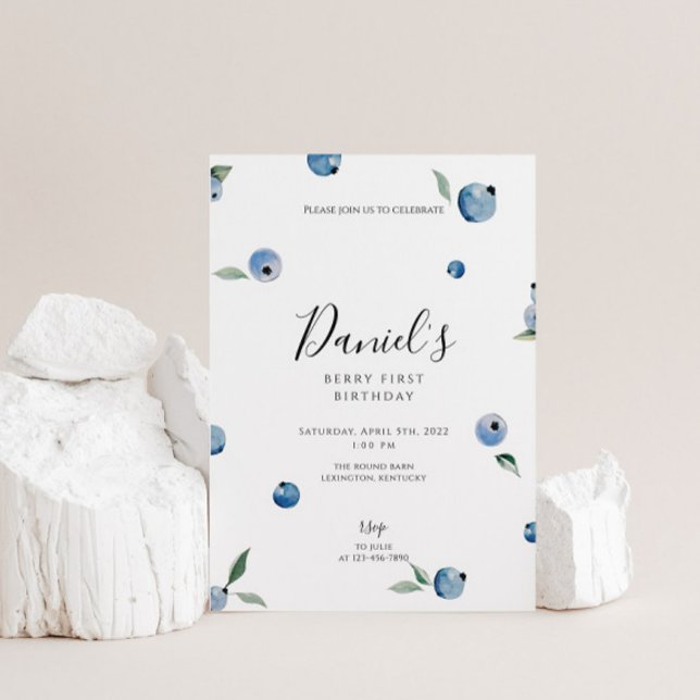 Blåbär första födelsedag inbjudningar (Skapare uppladdad)