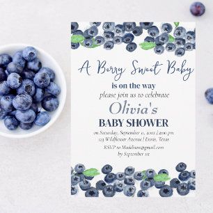 Blåbär Fruit Berry Sweet Baby Shower Inbjudningar