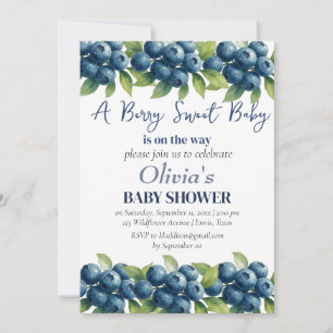 Blåbär Fruit Berry Sweet Baby Shower Inbjudningar