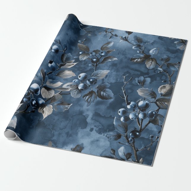 Blåbär Fruit Vintage Inspired Presentpapper (Utrullad)