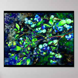 Blåbär - grönt hue poster