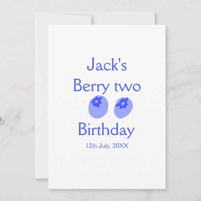 Blåbär i Berry 2 år Lägg till namn-datumbarn eller Inbjudningar (Framsida)