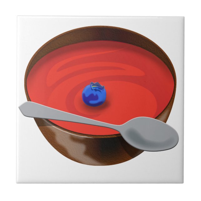 Blåbär i ett Bowl av Tomato Soppa-Austin, T Kakelplatta (Framsidan)