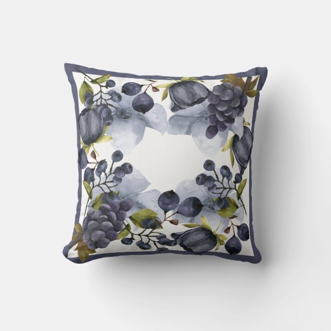 Blåbär i ram dekorativ kudde (Framsida)