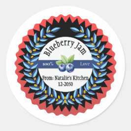 Blåbär i Sylt med Kärlek - Modern blå runda i Runt Klistermärke