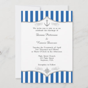 Blåbar inbjudan till Grått Nautical Wedding