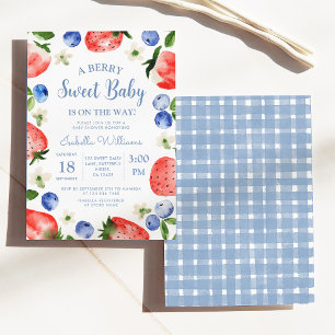 Blåbär Jordgubbe Berry Sweet Baby Shower Inbjudningar
