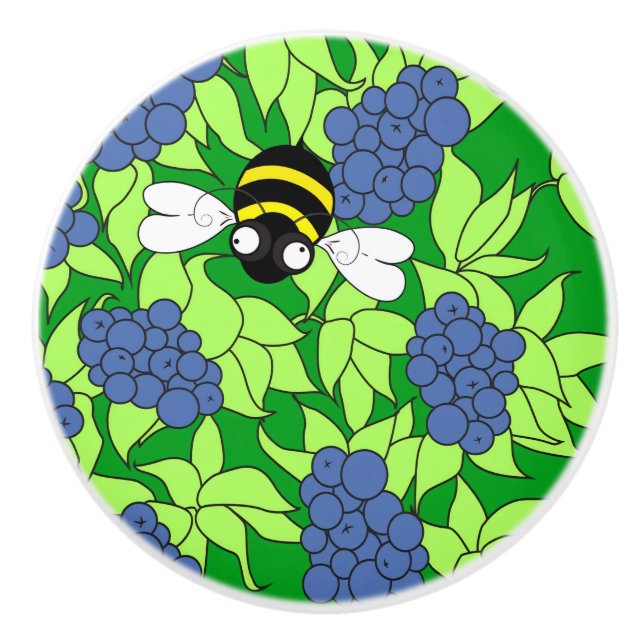 Blåbär, keramisk knopp (Framsidan)