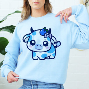 Blåbär Ko blå  Kawaii Kläder Söt Ko Present T Shirt