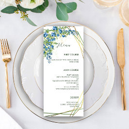 Blåbär med Faux Gold Foil Ram Rustic Bröllop Meny