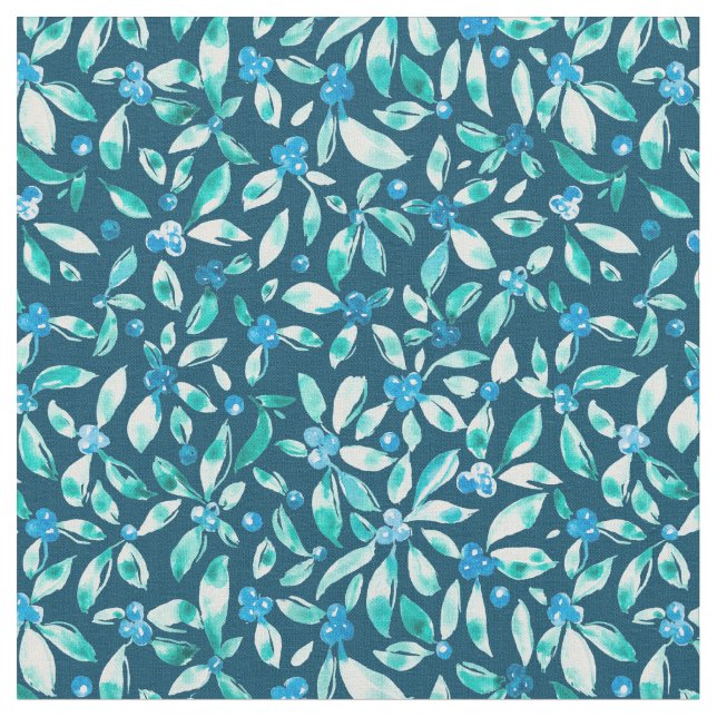 Blåbär med vattenfärg på bakgrunden tyg (Närbild)