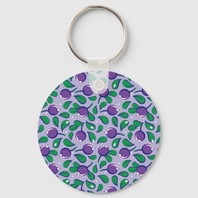 Blåbär mönster (på lilac-bakgrund) nyckelring (Framsida)