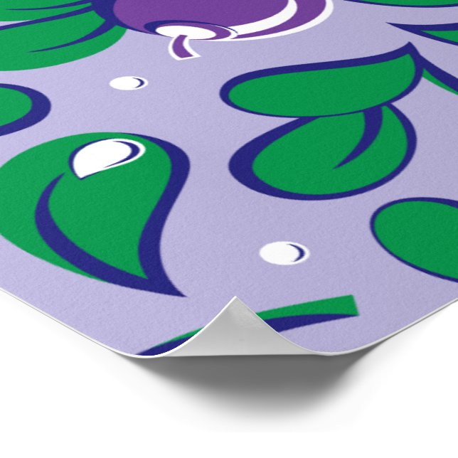 Blåbär mönster (på lilac-bakgrund) poster (Hörn)