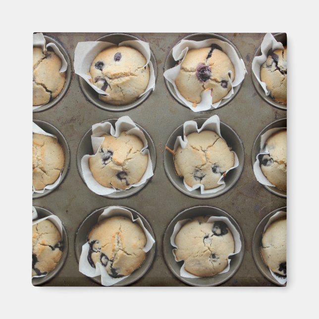 Blåbär Muffin-panna för köksbakverk Magnet (Framsidan)