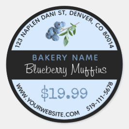 Blåbär Muffins Bakery Round Sticker Runt Klistermärke