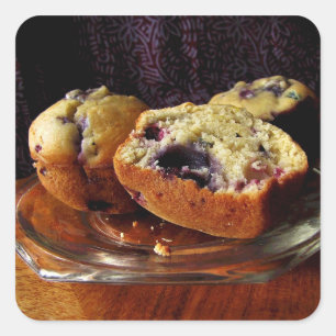 Blåbär Muffins Fyrkantigt Klistermärke