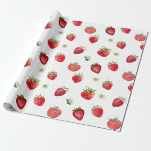 Blåbär och jordgubbsblommor presentpapper