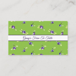 Blåbär på Grönten Jordbruk till Bord Visitkort