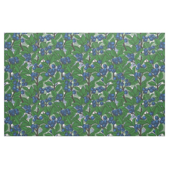 Blåbär på vitt tyg (Fat Quarter)