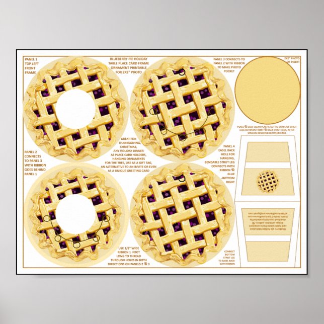 Blåbär Paj Thanksgiving Placera kortet Ram Märkre Poster (Framsidan)