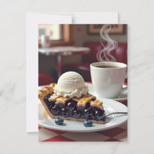 Blåbär, Paj, Vanilla Ice Cream och kaffe Vykort