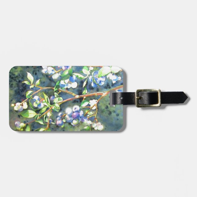 Blåbär, romantisk frukt Vattenfärgsmålning Bagagebricka (Horisontell Framsida)