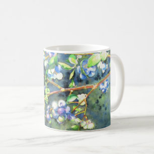 Blåbär, romantisk frukt Vattenfärgsmålning Kaffemugg
